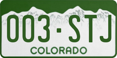 CO license plate 003STJ