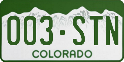 CO license plate 003STN