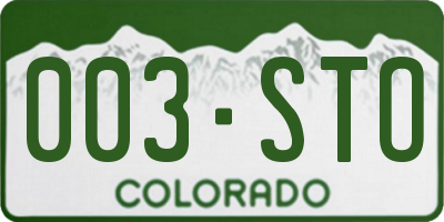CO license plate 003STO