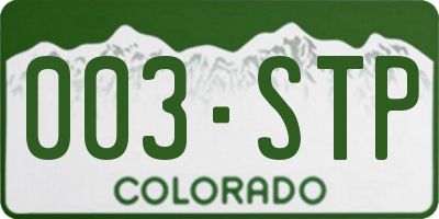 CO license plate 003STP