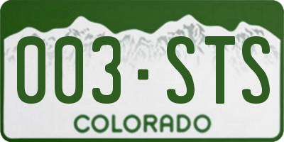 CO license plate 003STS