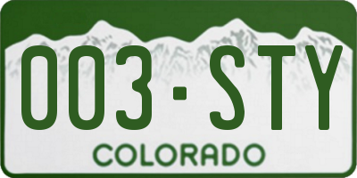 CO license plate 003STY