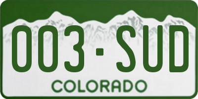 CO license plate 003SUD
