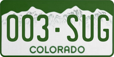 CO license plate 003SUG