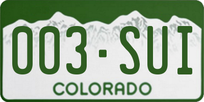 CO license plate 003SUI