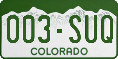 CO license plate 003SUQ