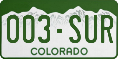 CO license plate 003SUR