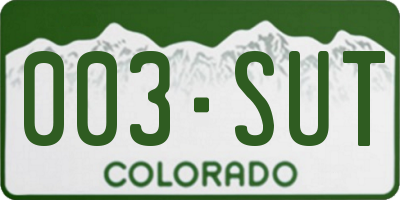 CO license plate 003SUT