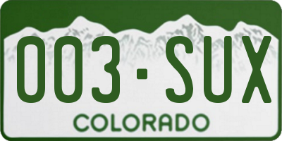 CO license plate 003SUX