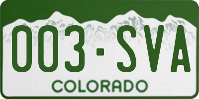 CO license plate 003SVA