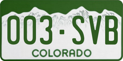 CO license plate 003SVB