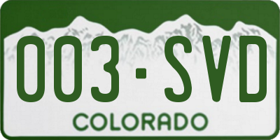 CO license plate 003SVD