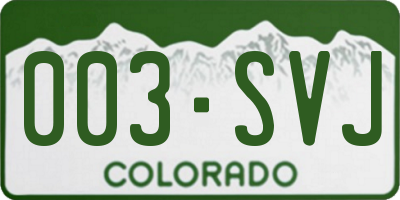 CO license plate 003SVJ