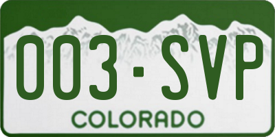 CO license plate 003SVP