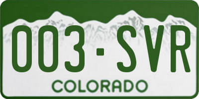 CO license plate 003SVR
