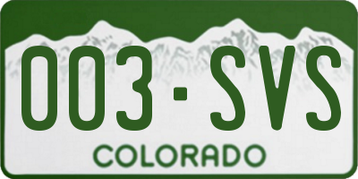 CO license plate 003SVS