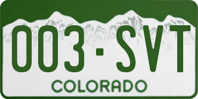CO license plate 003SVT
