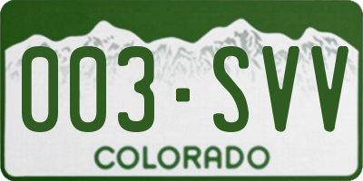 CO license plate 003SVV