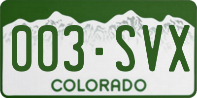 CO license plate 003SVX