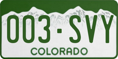 CO license plate 003SVY