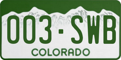 CO license plate 003SWB