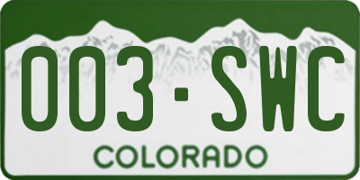 CO license plate 003SWC