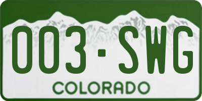 CO license plate 003SWG