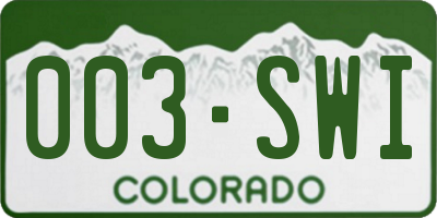 CO license plate 003SWI