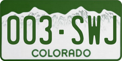 CO license plate 003SWJ