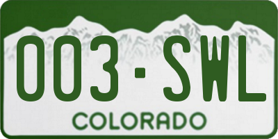 CO license plate 003SWL