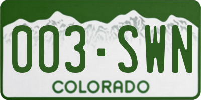 CO license plate 003SWN