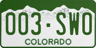 CO license plate 003SWO