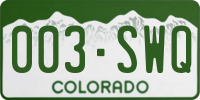 CO license plate 003SWQ
