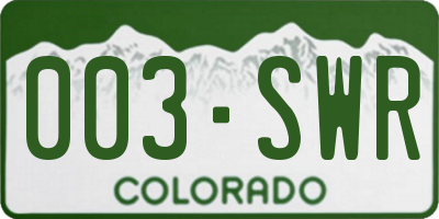 CO license plate 003SWR