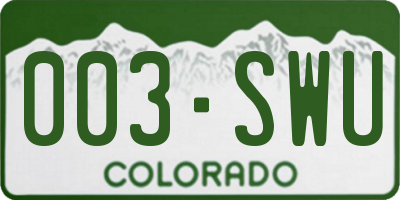 CO license plate 003SWU
