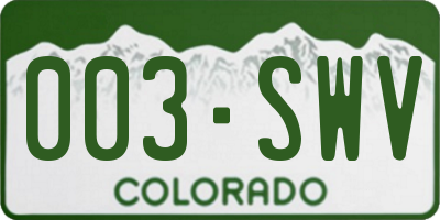 CO license plate 003SWV