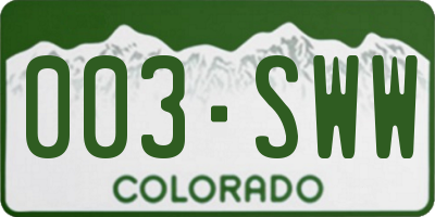 CO license plate 003SWW