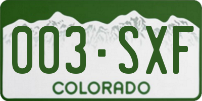CO license plate 003SXF