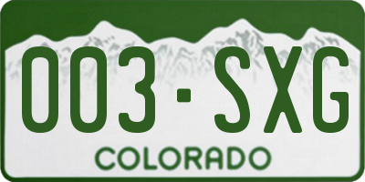 CO license plate 003SXG