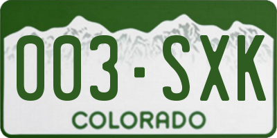 CO license plate 003SXK