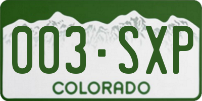 CO license plate 003SXP