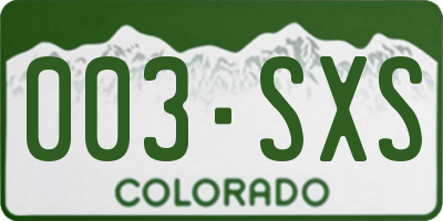 CO license plate 003SXS