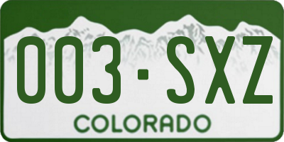 CO license plate 003SXZ