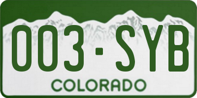 CO license plate 003SYB