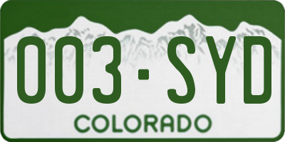 CO license plate 003SYD