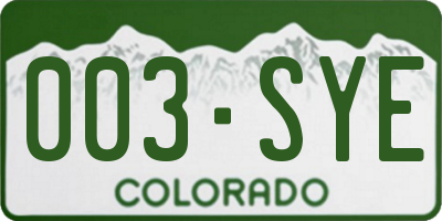 CO license plate 003SYE