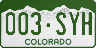 CO license plate 003SYH