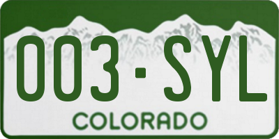 CO license plate 003SYL