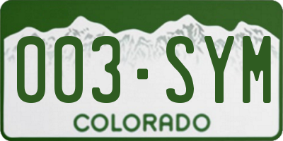 CO license plate 003SYM
