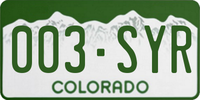 CO license plate 003SYR